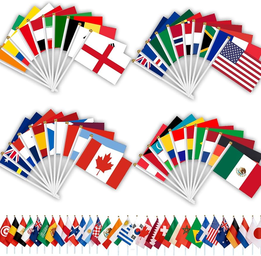 AhfuLife 48 Countries Handheld Flags on Stick for World Cup Decorations, 48PCS Double Sides Fabri... | Amazon (US)