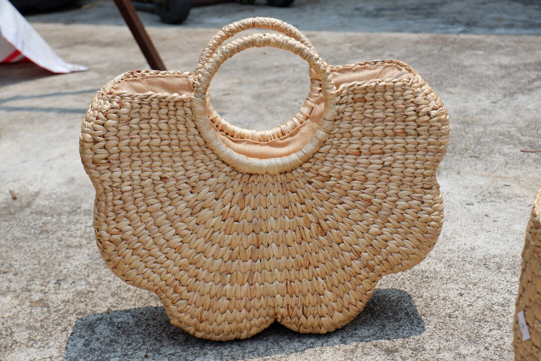 flower water hyacinth basket, Straw Basket, Summer Bag, Large straw tote beach bag, Straw Bags fo... | Etsy (US)