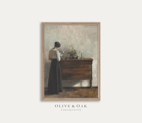 Vintage Portrait Painting of Woman / Moody Dark Academia - Etsy | Etsy (US)