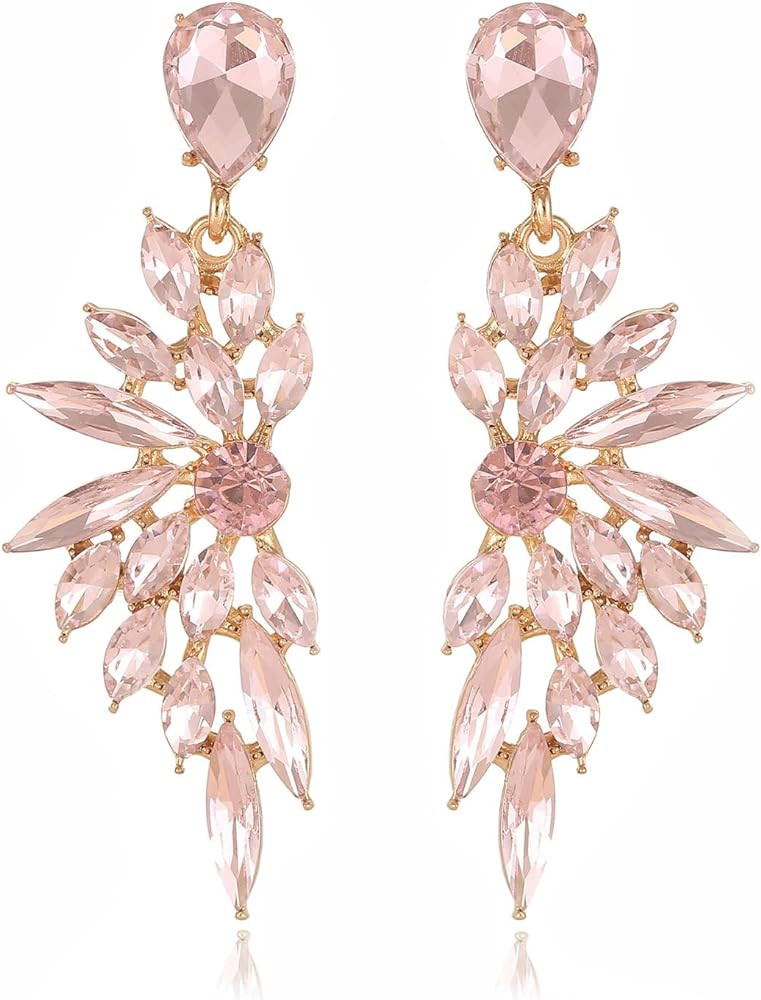 FENBORY Rhinestone Statement Earrings Cluster Crystal Drop Dangle Earrings Teardrop Chandelier Ea... | Amazon (US)
