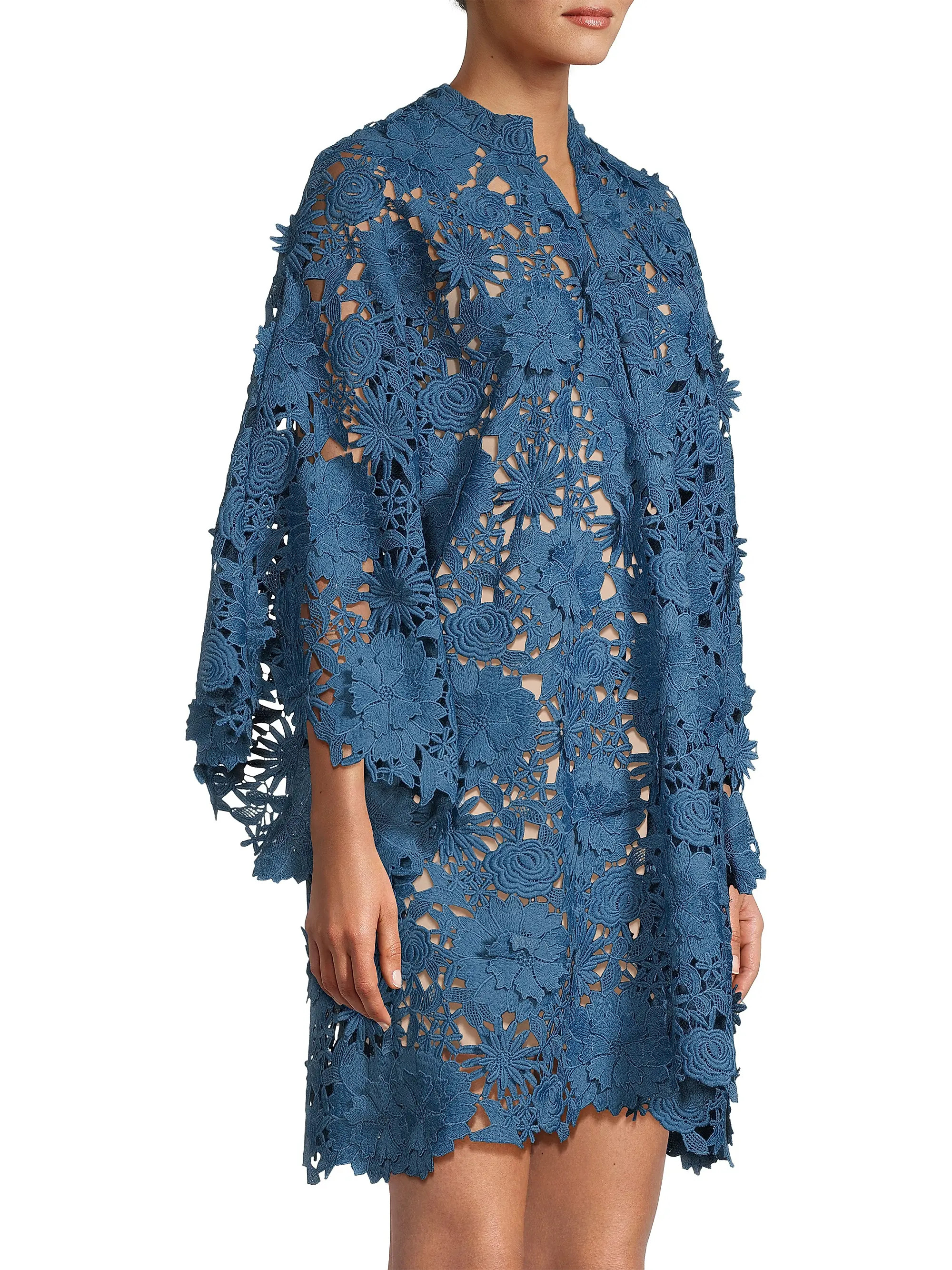 Floral Appliqué Lace Mini Caftan | Saks Fifth Avenue