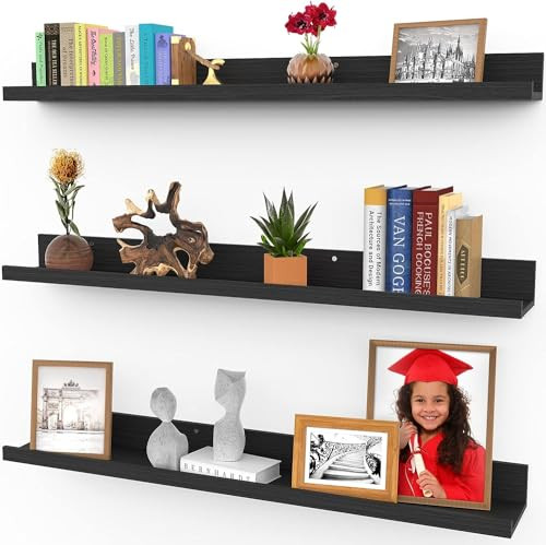 Icona Bay 36 Inch Floating Shelves for Wall - Set of 3 in Ebony Black - Modern Rustic Style - Wal... | Amazon (US)