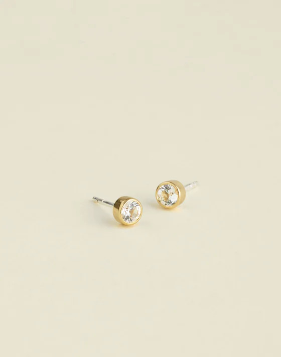 Demi-Fine Bezel Set Crystal Stud Earrings | Madewell
