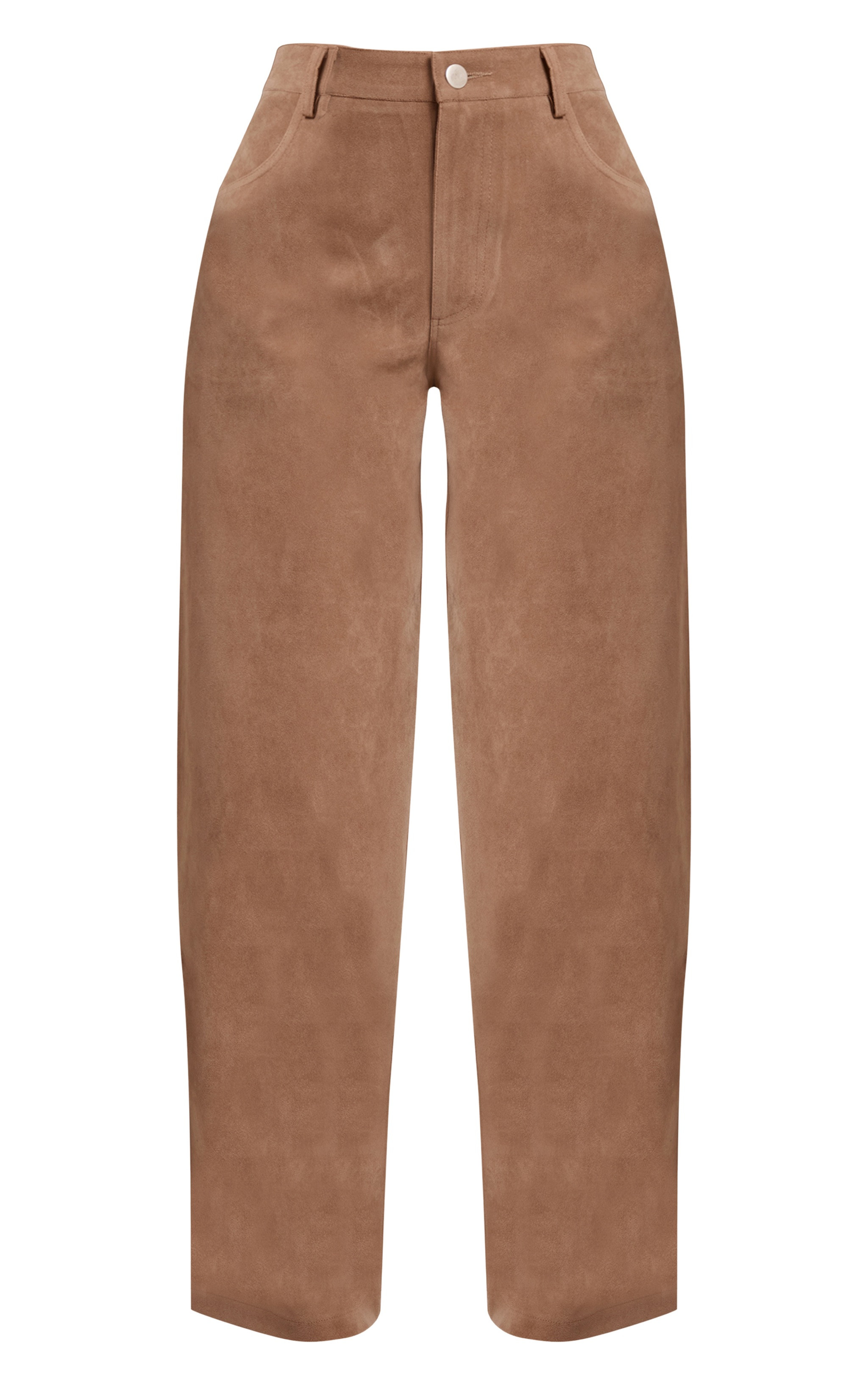 Petit pantalon barrel en suédine beige | Petite | PrettyLittleThing (FR)