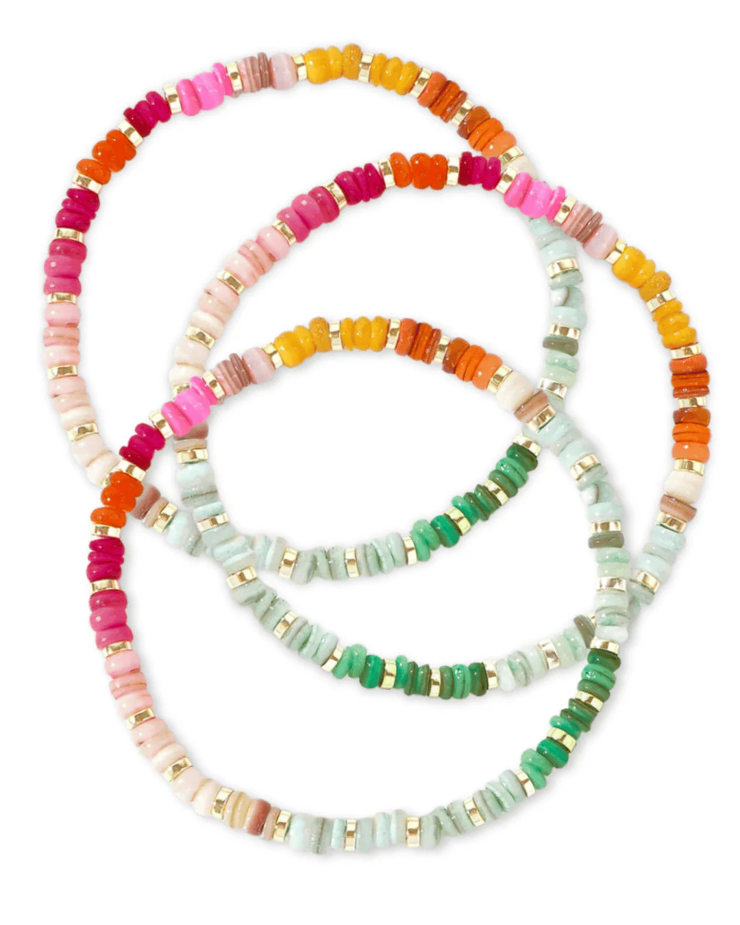Set of 3 Beaded Rainbow Stretch Bracelets | Kaleidoscope Living