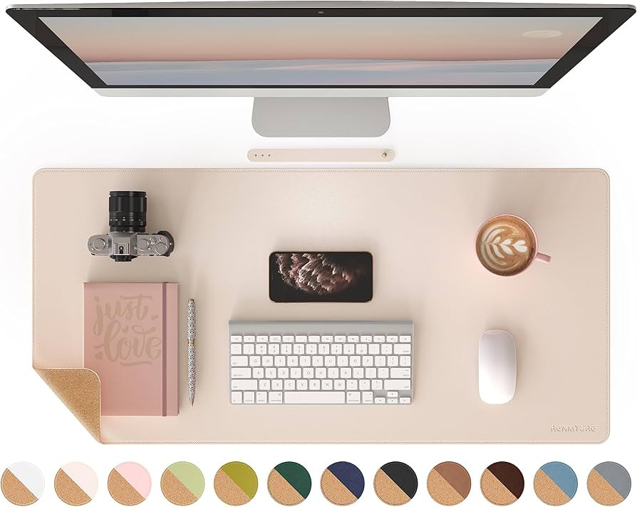 RENMTURE Dual-Sided Desk Pad, Natural Cork & PU Leather Large Mouse mats for Office and Home Work... | Amazon (US)