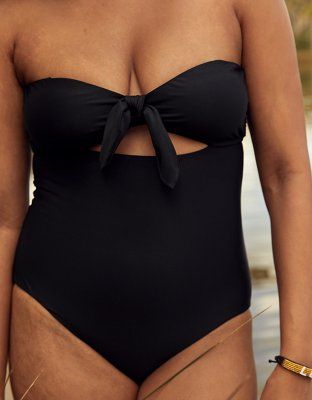 Aerie Tie Bandeau One Piece Swimsuit | American Eagle Outfitters (US & CA)