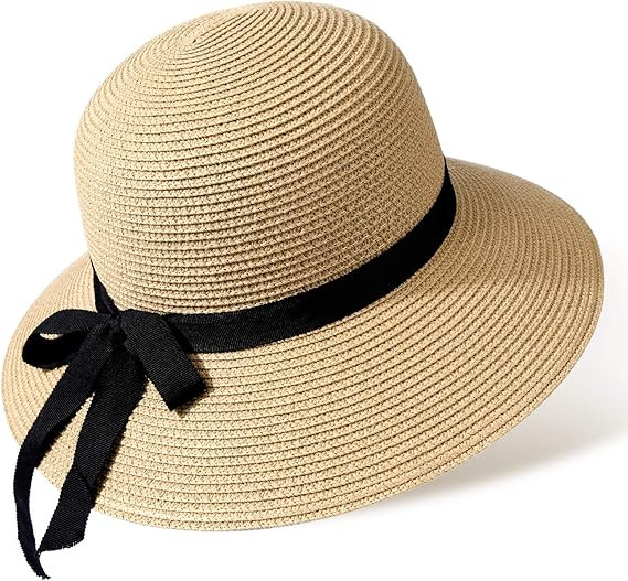 FURTALK Sun Hats for Women Wide Brim Straw Hat Beach Hat UPF UV Foldable Packable Cap for Travel | Amazon (US)