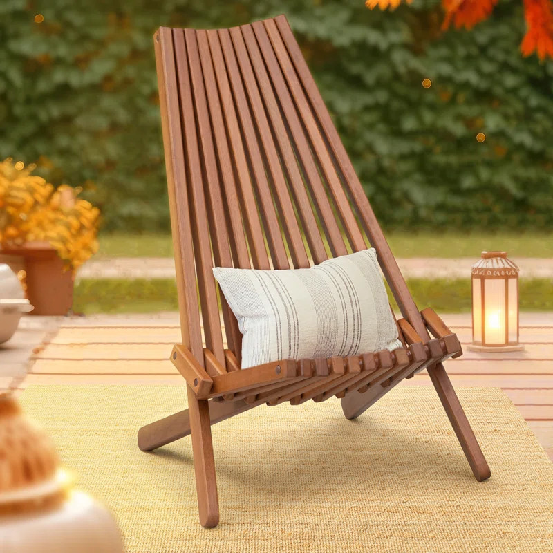 Jahvion Eucalyptus Wooden Folding Portable Adirondack Chair, Weather Resistant, No Assembly | Wayfair North America