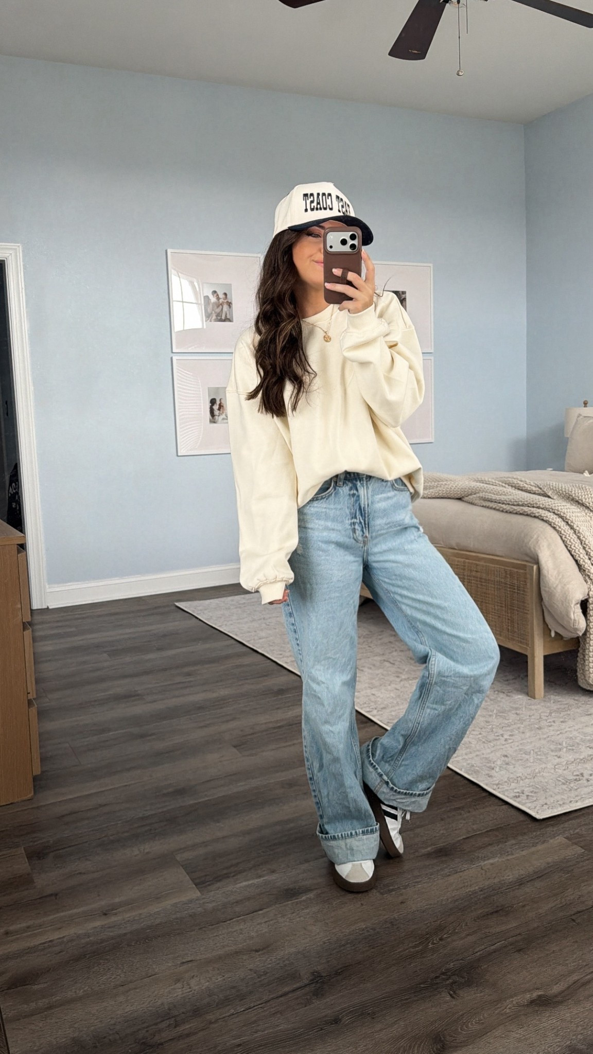 Wide leg jeans outfit
Trucker hat
Adidas sneakers 
Women’s hat
East coast hat
Gift idea
Gift guide 

#LTKFindsUnder50 #LTKmomlife #LTKGiftGuide