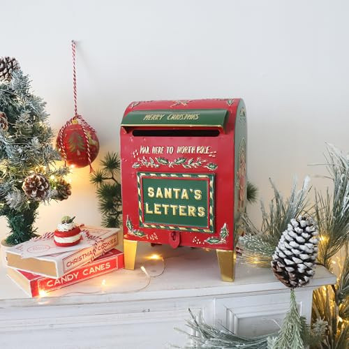 North Pole Post Letters to Santa Mailbox Vintage Mailbox Rustic Metal Christmas Decorative/Letters Decoration Christmas Farmhouse Decor Christmas Decorative Box | Amazon (US)