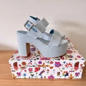 Jeffrey Campbell Moody Platforms in Blue and white Houndstooth | Poshmark