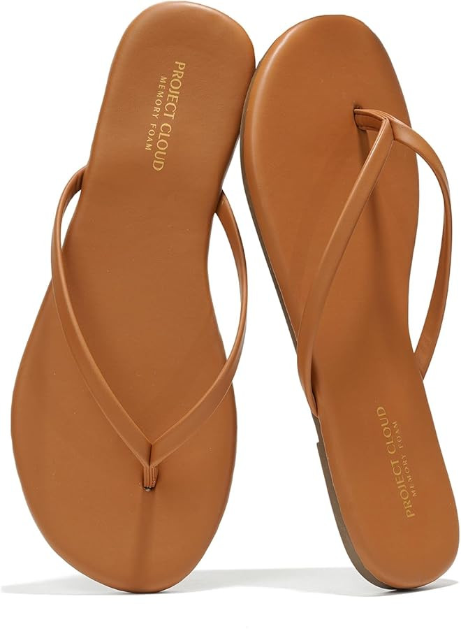 Project Cloud Flip flops for Women - Memory Foam Slippers for Women 2024 - Vegan Leather Women Sl... | Amazon (US)