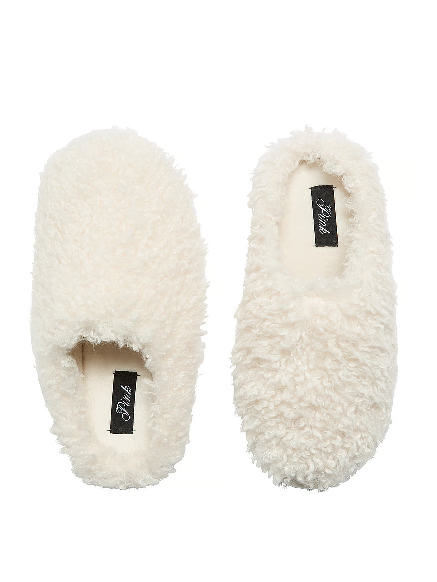 Buy Plush Teddy Slippers, Winter White Plush Teddy - Order Slippers online - PINK US | Victoria's Secret (US / CA )