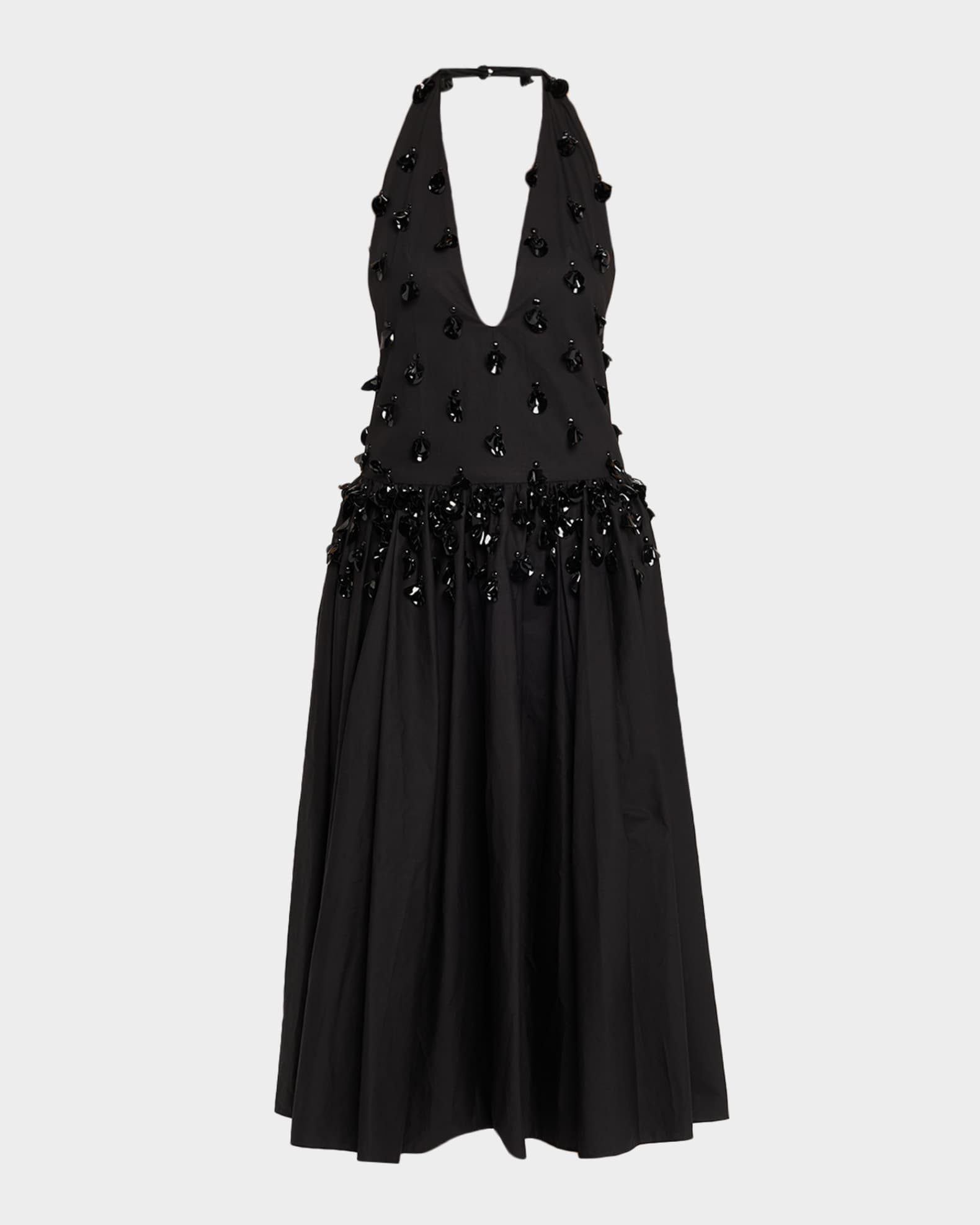 Nuit Embellished Plunging Halter Drop-Waist Gown | Neiman Marcus