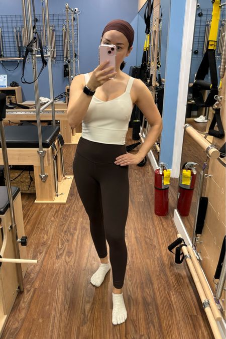 I was late jumping on the espresso train with lululemon, but picked these align leggings up over the holidays.  I am loving the color!  Should not have waited so long.  It pairs really well with the color bone.  I love this look for Pilates! 

#LTKfitness #LTKsalealert #LTKstyletip
