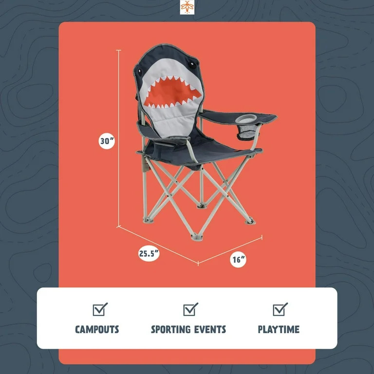 Firefly! Outdoor Gear Finn the Shark Kid's Camping Chair - Navy/Orange/Gray Color | Walmart (US)