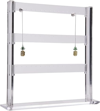 Funnuf Clear Acrylic 3 Tier Jewerly Display Stand Holder Earring Organizer | Amazon (US)