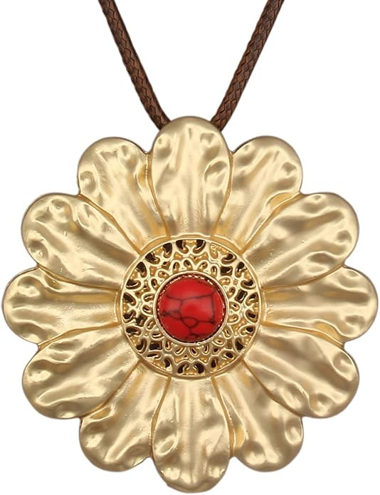 Jeilwiy Leather Necklace For Women Funky Necklace Choker String Cord Necklace with Pendant Boho S... | Amazon (US)