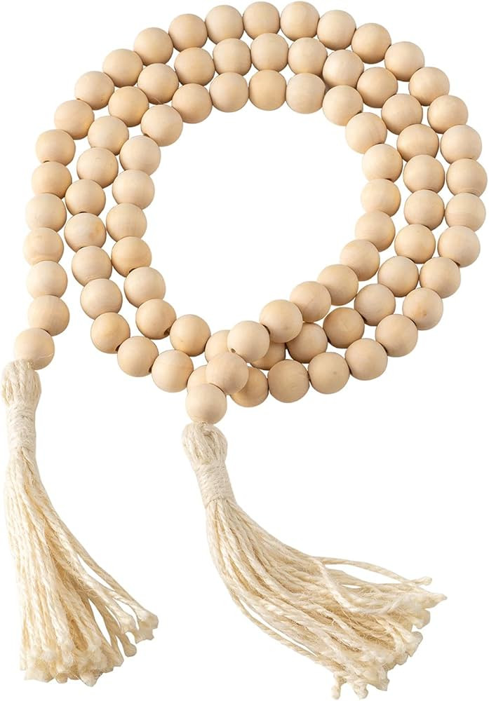 DECORKEY Farmhouse Wood Beads Garland Decor, 58 Inch Wooden Beads for Boho Home Decor with Tassel... | Amazon (US)