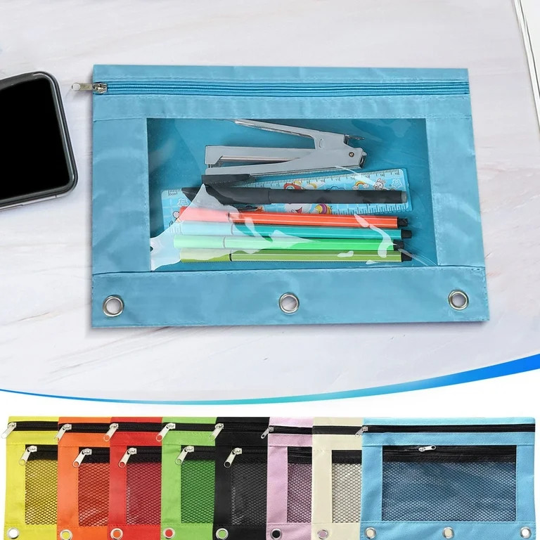 EKIDAZB Summer Deals! PEONAVET Pencil Pouch 3 Ring, Clear Window Pencil Case with Zipper, Large C... | Walmart (US)