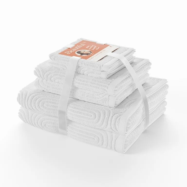 Beautiful Textured 6pk Towel Set, Contains 2 Bath, 2 Hand, 2 Wash - Off White by Drew Barrymore | Walmart (US)