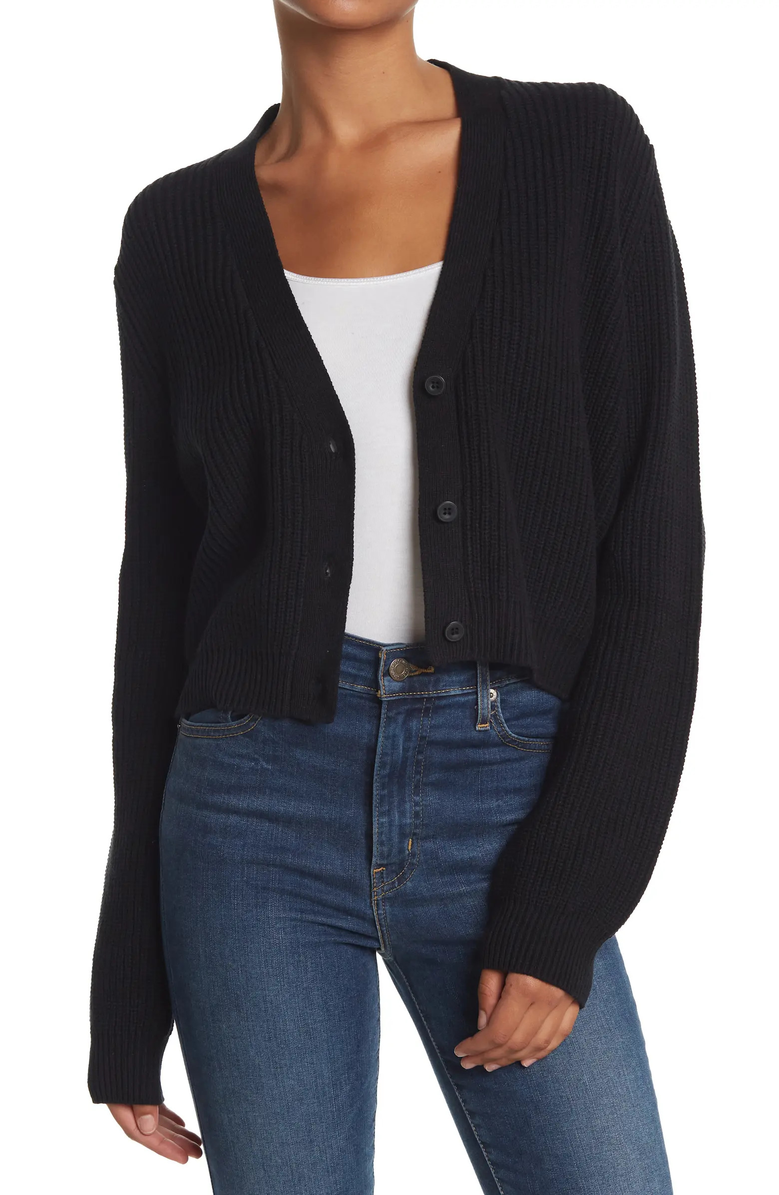 Button-Up Cropped Knit Cardigan | Nordstrom Rack