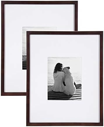 DesignOvation Gallery 16x20 matted to 8x10 Wood Picture Frame, Set of 2, Walnut Brown, 2 Count | Amazon (US)