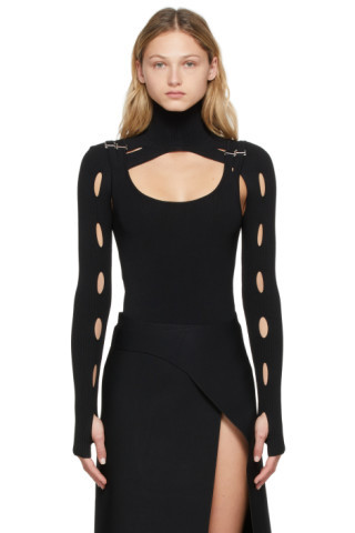 Black Slash Woven Turtleneck | SSENSE