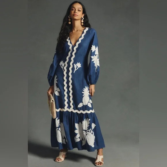 Farm Rio Flounce Embroidered Maxi Dress | Poshmark