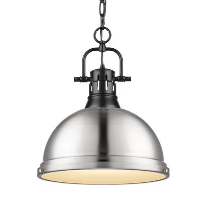 Bodalla 1 - Light Single Dome Pendant Beachcrest Homeâ¢ Finish: Matte Black with Pewter Shade | Wayfair North America