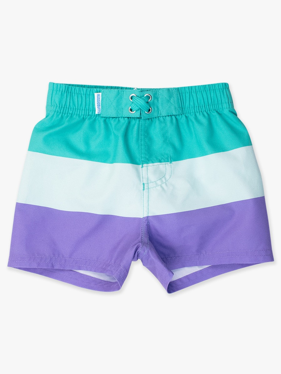 Color Block & Stripes Swim Trunks | RuffleButts / RuggedButts