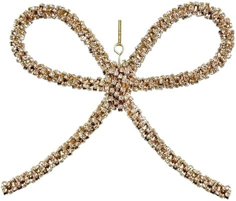 Gem Bow Ornament 5.5 Inch, Decorative Holiday Bow with Sparkling Accents, Available in Gold or Si... | Amazon (US)