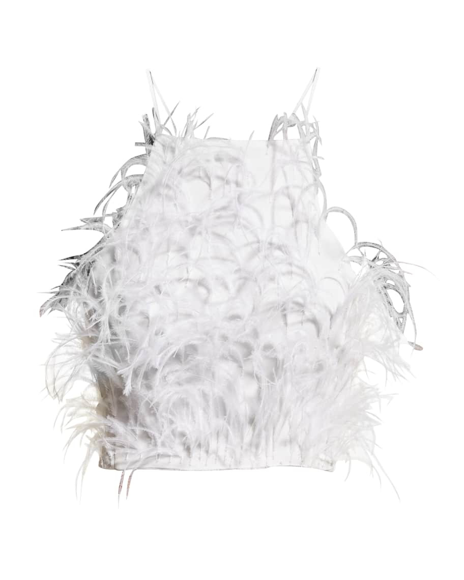 Cult Gaia Joey Ostrich Feather Halter Top | Neiman Marcus
