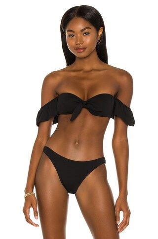 eberjey Lola Flutter Bikini Top in Black Pique from Revolve.com | Revolve Clothing (Global)