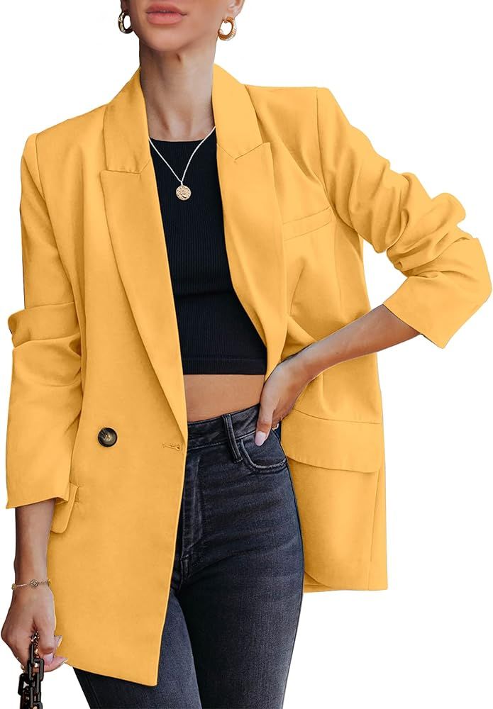 luvamia Blazer Jackets for Women Work Casual Office Long Sleeve Fashion Dressy Business Outfits | Amazon (US)