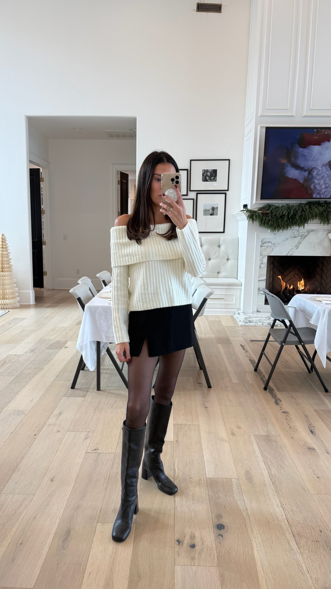 Winter date night outfit 🤎 sweater & skirt from @abercrombie 

#LTKootd #LTKSaleAlert #LTKFindsUnder100