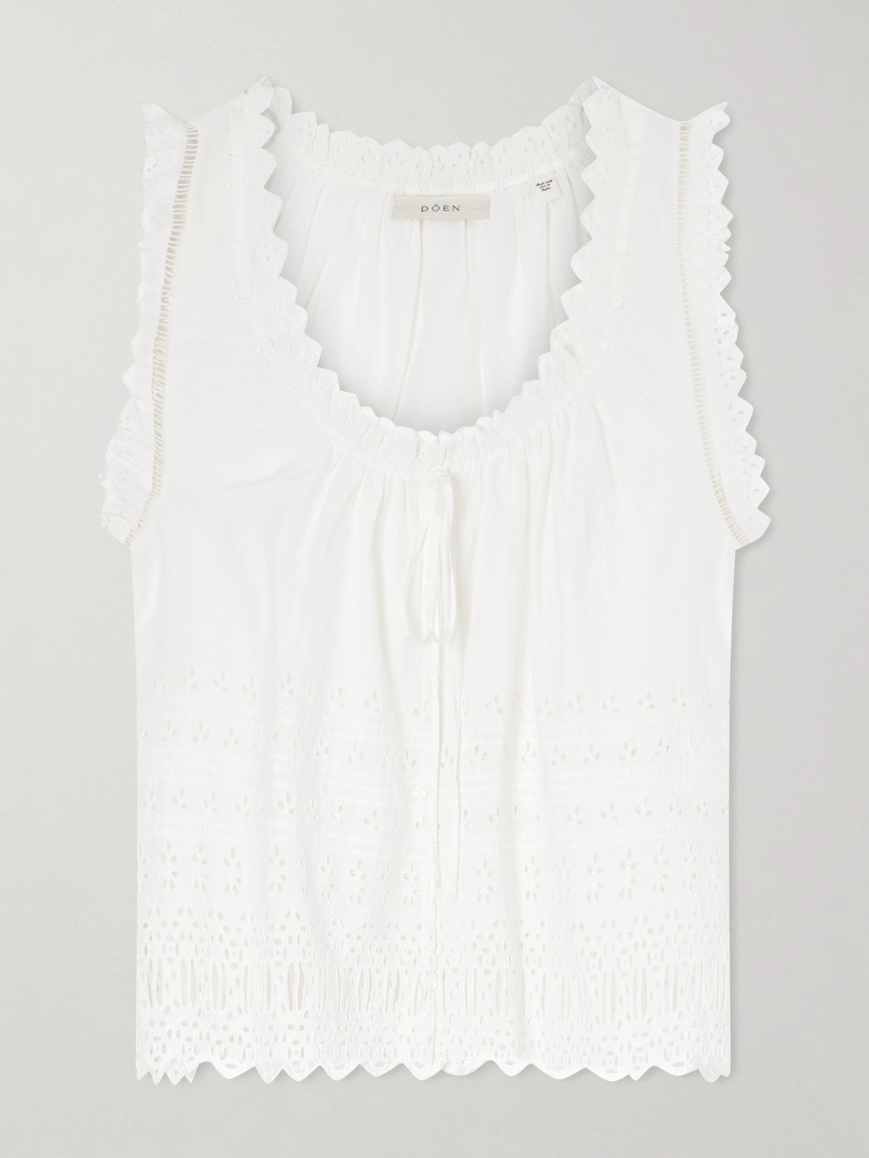 DÔEN - Toussine Gatehred Broderie Anglaise Cotton Top - White | NET-A-PORTER (US)