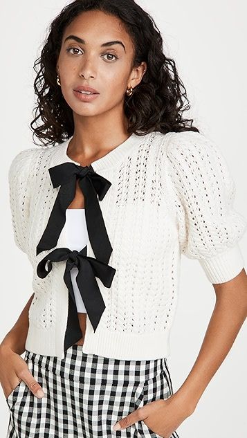 Kitty Puff Sleeve Cardigan with Tie Bows | Shopbop