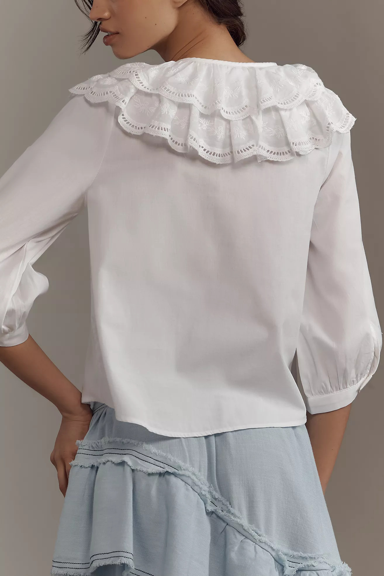 Maeve Long-Sleeve Double-Collar Blouse | Anthropologie (US)