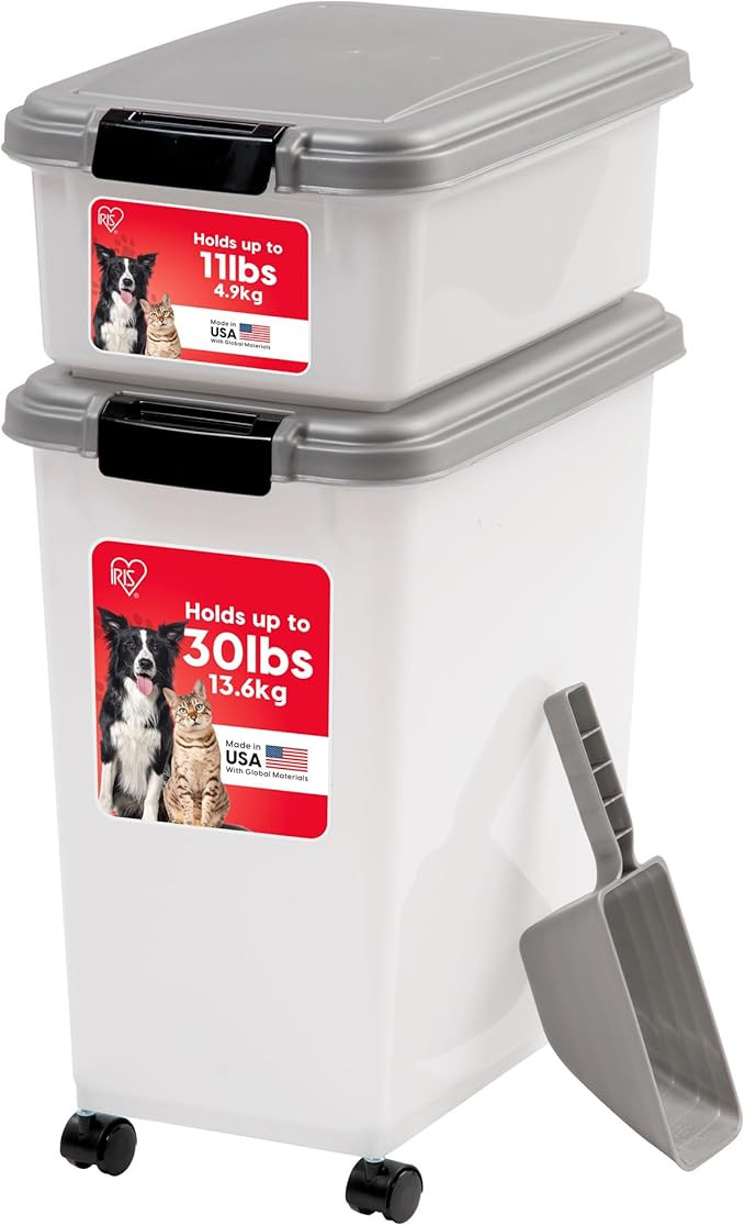 IRIS USA Dog Food Storage Container, 30 lbs & 11 lbs Combo, Cat Food Storage Container, Dog Treat... | Amazon (US)