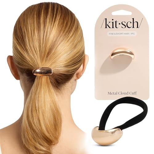 Kitsch Gold Hair Cuff - Metal Ponytail Cuff for Braids, Updos & Everyday Hairstyle | Durable & Elegant Hair Ties | Girl Fashion Accessories - Ideal Gifts For Women - Small, 1pc | Amazon (US)