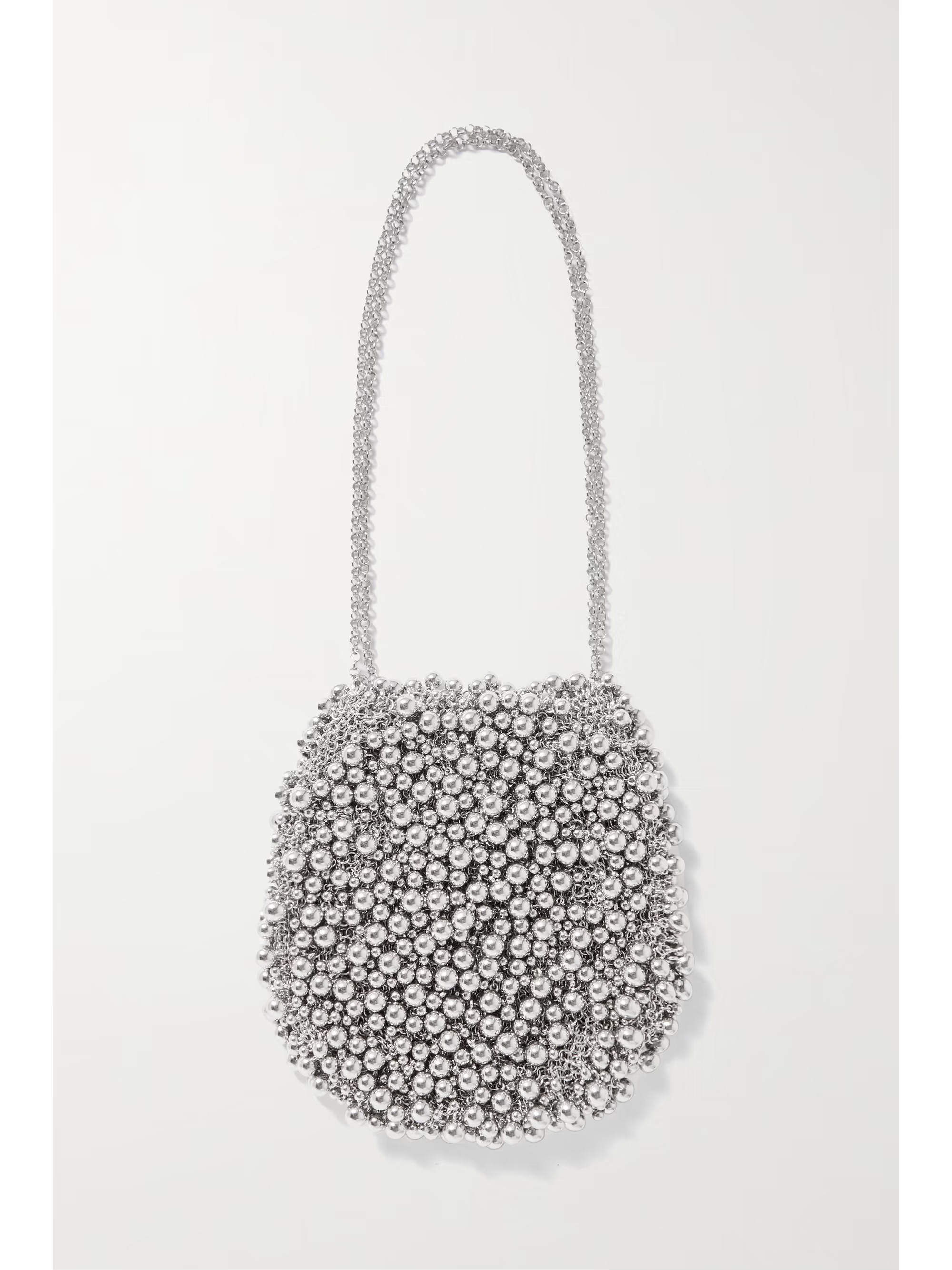 Vera Luxe beaded silver-tone shoulder bag | NET-A-PORTER (US)