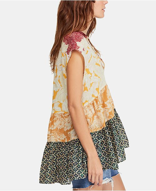 Free People Gotta Have You Cotton Mixed-Print Keyhole Top & Reviews - Tops - Juniors - Macy's | Macys (US)
