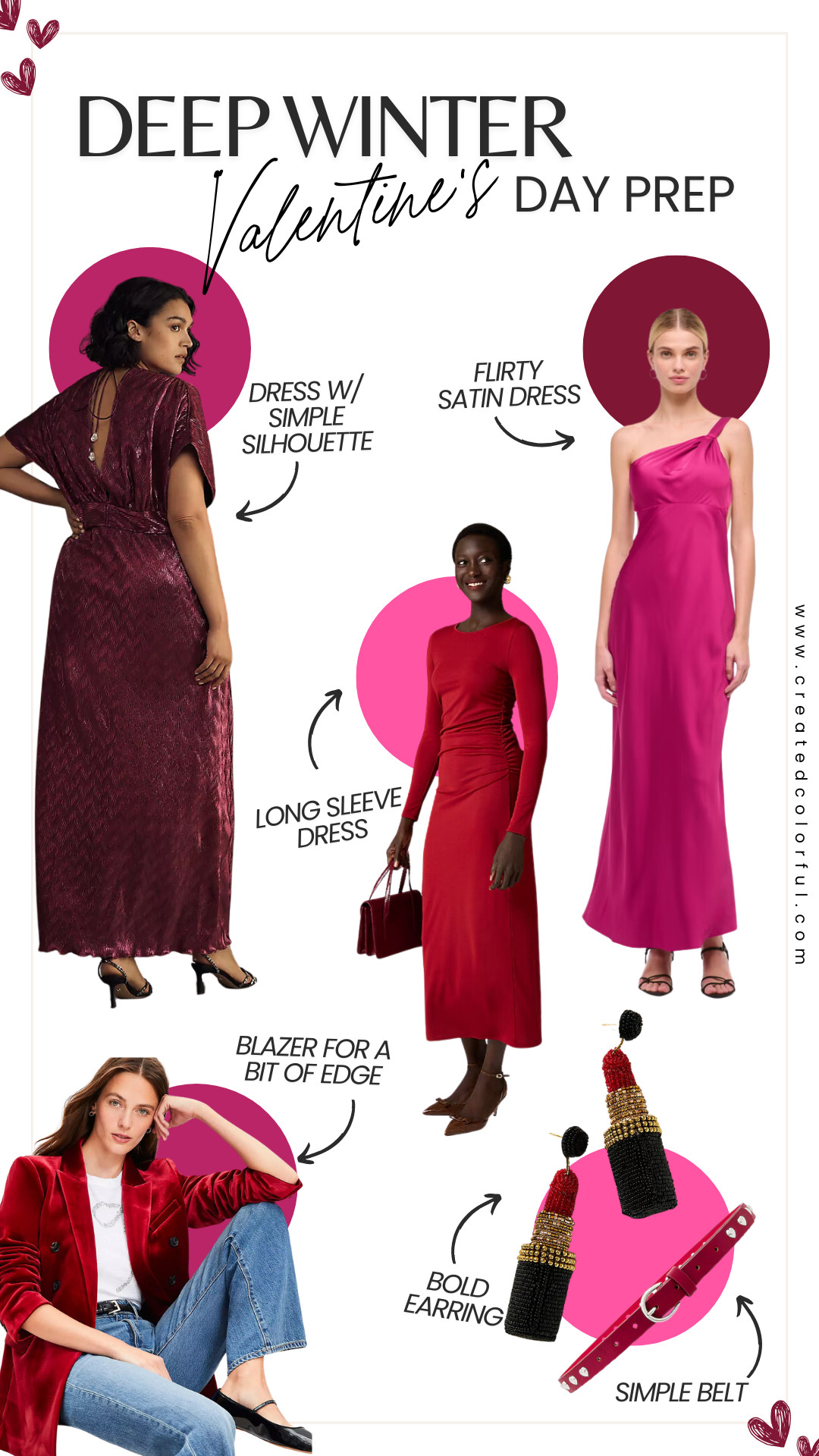 Make a statement this Valentine's Day✨💋

It's your time to shine, friend! 

Leaning into deep, sultry pinks and reds like these is gonna turn up the heat on your Valentine's Day outfits 🔥

Dress it up with a satin one-shoulder dress, or add some edginess with a blazer and statement earrings. Either way, you'll turn heads when you're in your best colors!  

#createdcolorful

#LTKStyleTip #LTKSeasonal #LTKMidsize