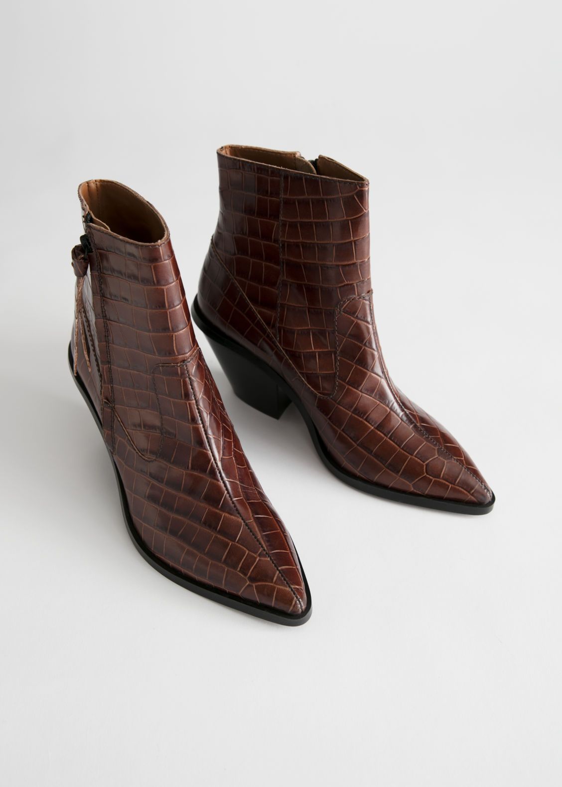 Croc Leather Cowboy Ankle Boots | & Other Stories (EU + UK)