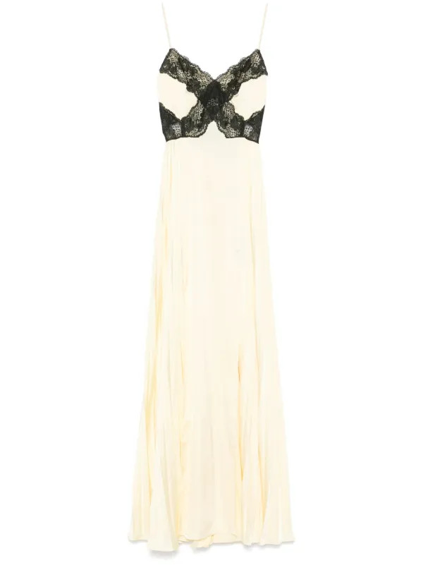 Self-Portrait Maxikleid Aus Satin-Spitze | Gelb | FARFETCH | Farfetch Global
