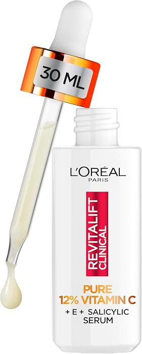 L'Oréal Paris Revitalift Clinical 12% Pure Vitamin C Brightening Serum for Face, Powerful Antioxidant Protection, Brighter & Smoother Skin, includes Hyaluronic Acid, Salicylic Acid, Vitamin C | Amazon (UK)