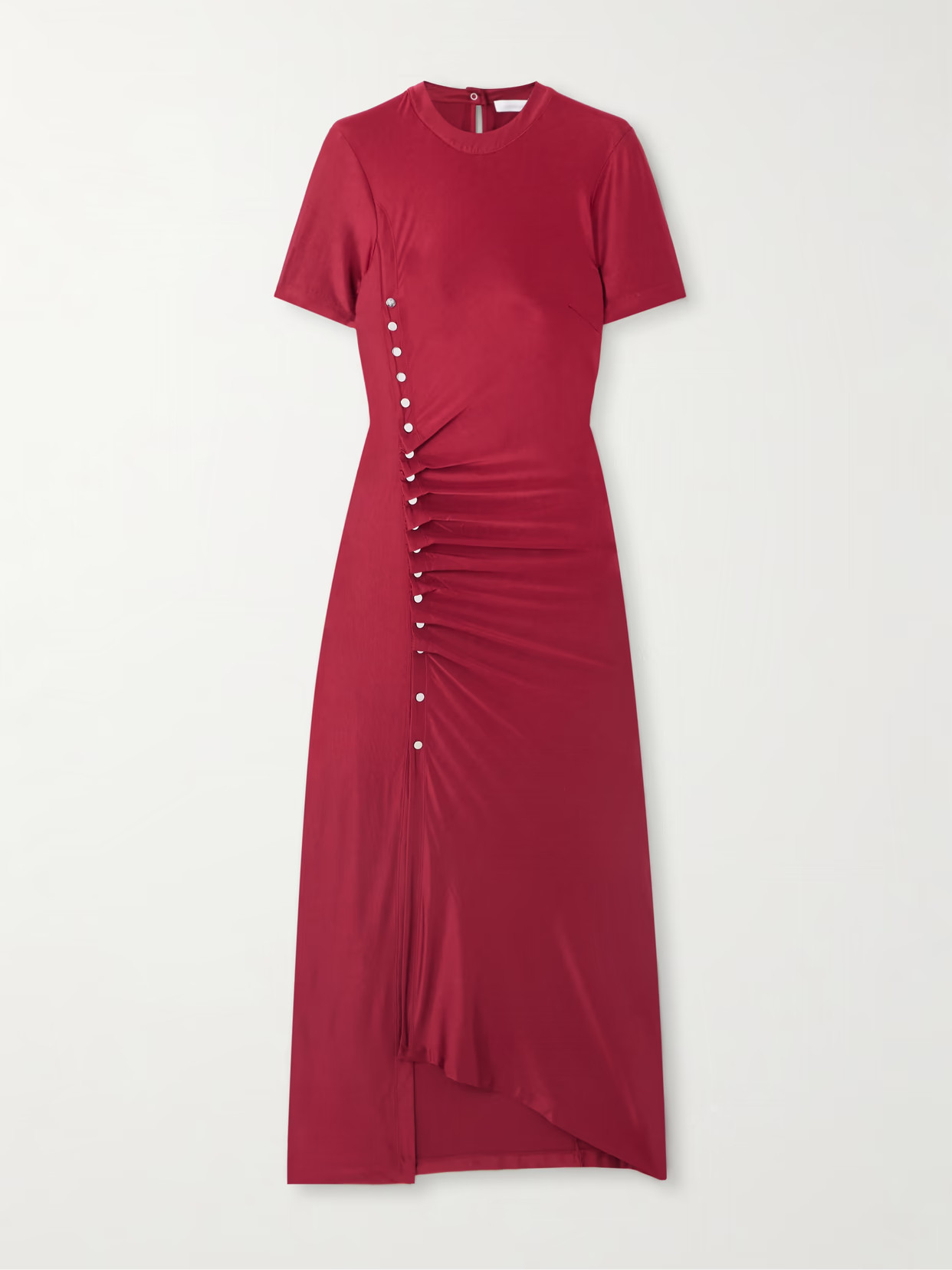 RABANNE - Button-detailed Gathered Jersey Midi Dress - FR 34 | NET-A-PORTER (US)