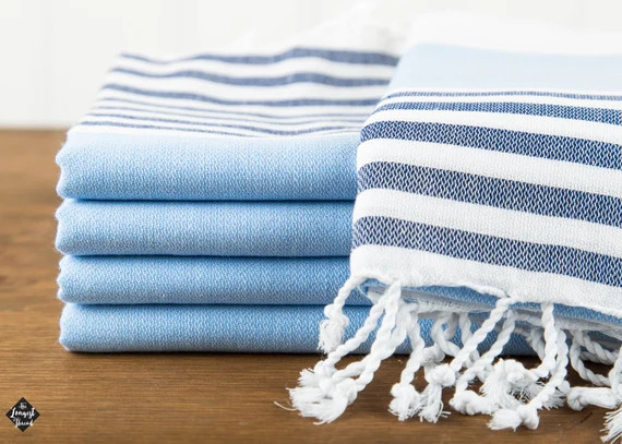 S A L E, Nautical Turkish Towel, Blue and Navy, Peshtemal, Beach Towel, Hammam Towel | Etsy (US)